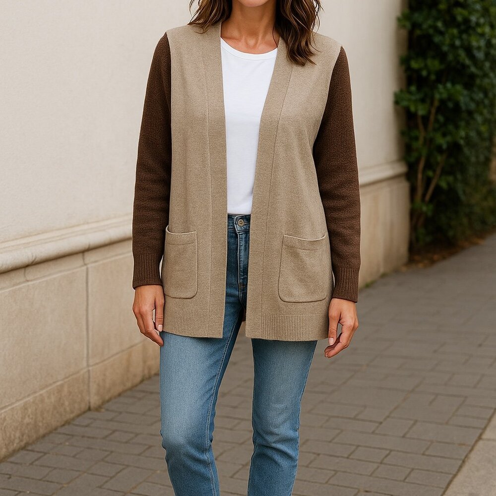PINK CLOVER Womens Cardigan Brown Sweater MEDIUM/P